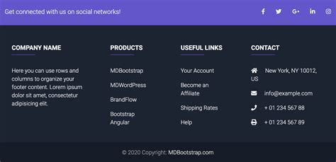 Bootstrap Footer Template Free