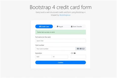 bootstrap 4 credit card form