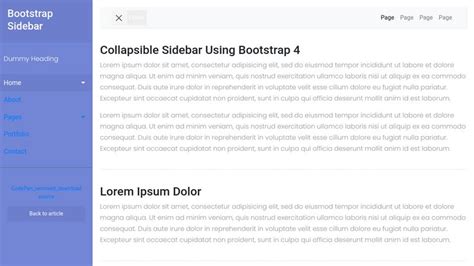 Bootstrap 4 Sidebar Codepen