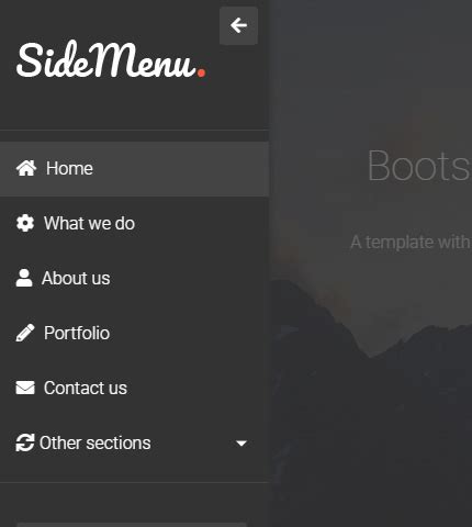 Bootstrap 4 Sidebar Menu Overlay