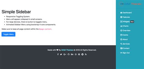 Bootstrap 4 Sidebar Menu Responsive Github