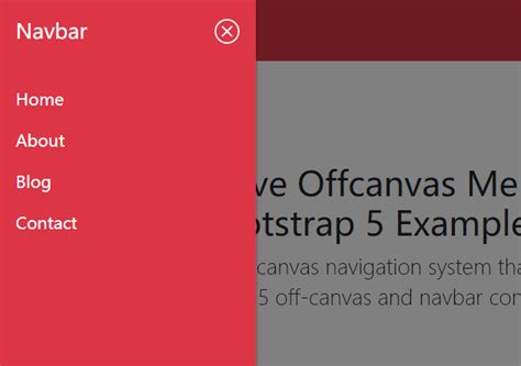 Bootstrap 5 Offcanvas Menu Example