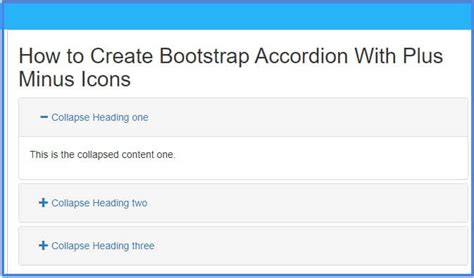 Bootstrap Accordion Plus Minus Codepen