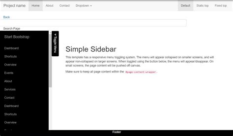 Bootstrap Class Sidebar Toggle