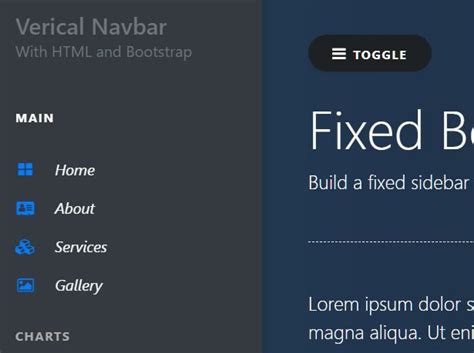 Bootstrap Code For Fixed Sidebar
