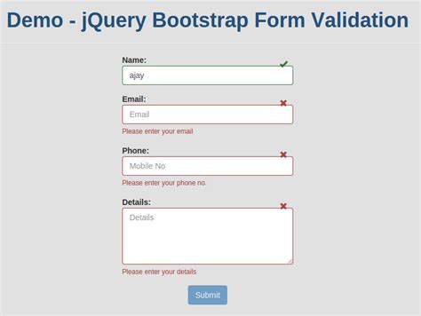 bootstrap form validation javascript example