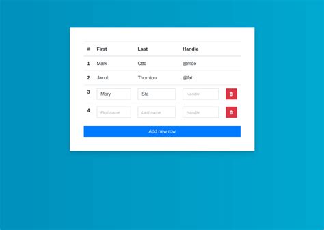 bootstrap table insert row