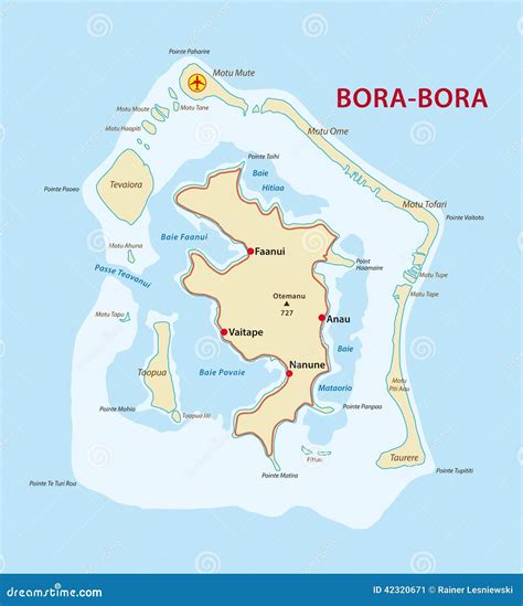 Les îles Bora Bora Carte Détaillée Illustration de Vecteur