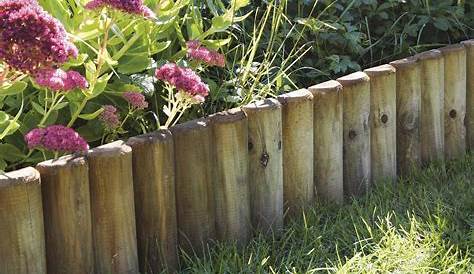 Bordure de jardin en bois à planter 110 x 21/40 cm