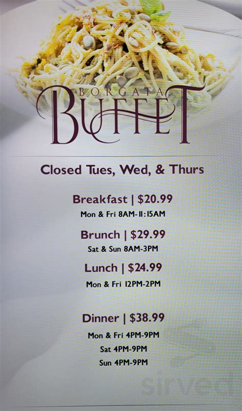 borgata buffet atlantic city hours