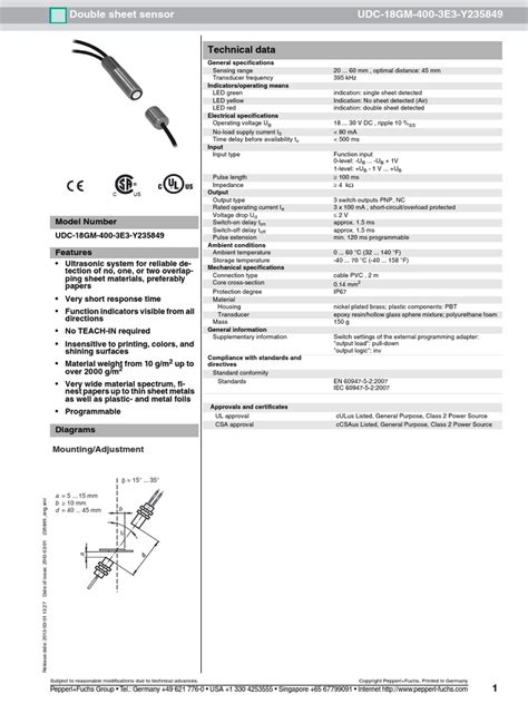 Bosch Ultrasonic Sensor Datasheet