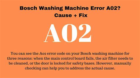Bosch Washing Machine Error Code A02