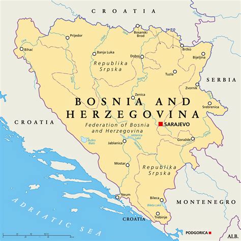 Bośnia i Herzegovina mapa ilustracja wektor. Ilustracja złożonej z mapa