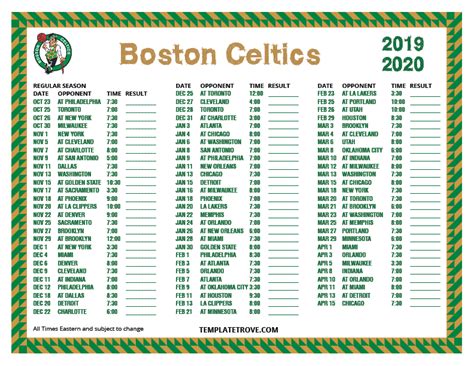 boston celtics basketball schedule