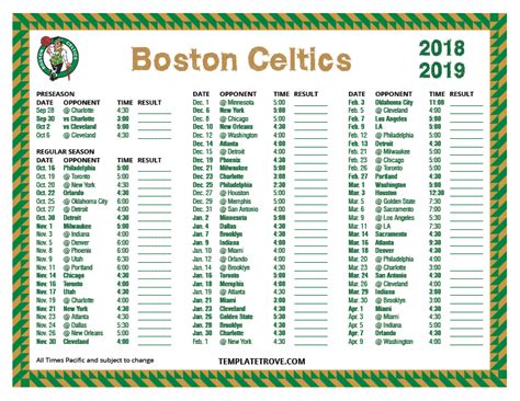 boston celtics basketball schedule 2018
