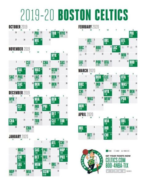 boston celtics basketball schedule 2019