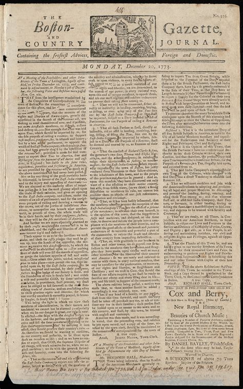 boston gazette 1773