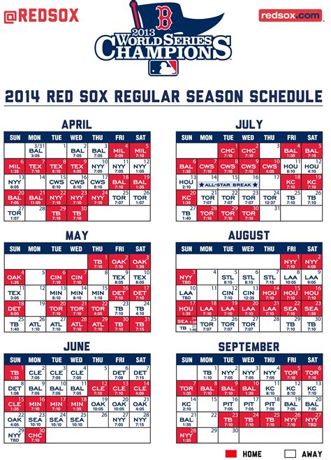 boston red sox schedule 2014