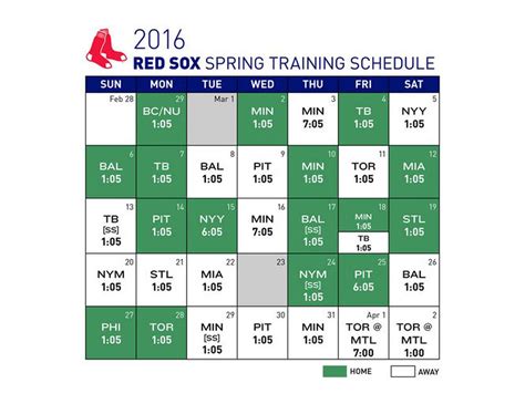 boston red sox schedule spring training