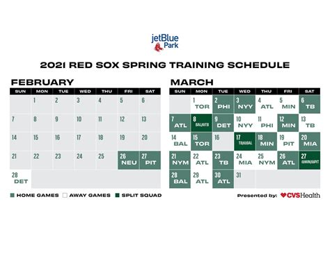 boston red sox spring training schedule 2021