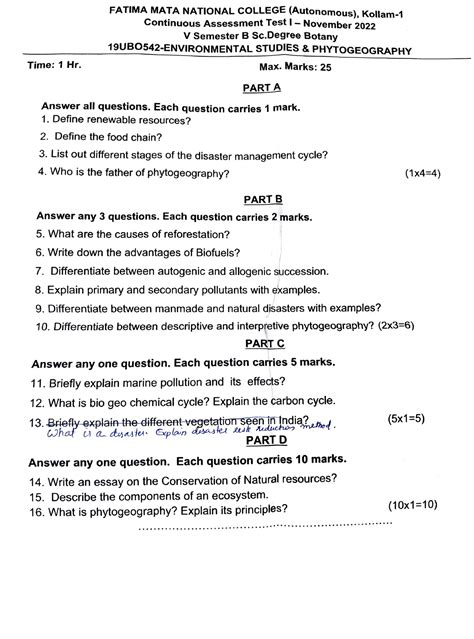 Botany Question Paper