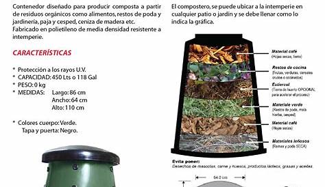 Bote Compostero PláStico Cocina Desechos De Alimentos Basura Compost