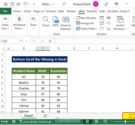 Bottom Bar On Excel Missing