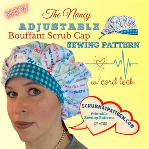 Bouffant Scrub Cap Pattern With Adjustable Elastic