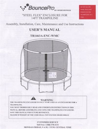 Bounce Pro Trampoline Instructions