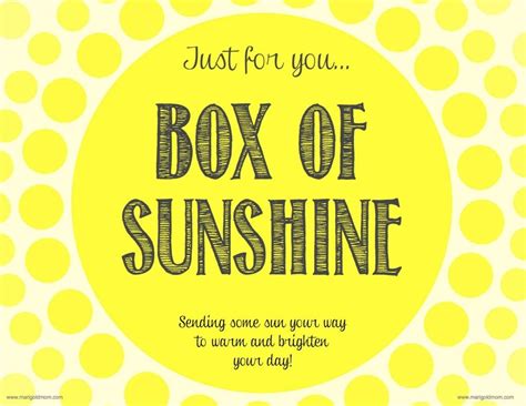 Sunshine Care Package with free printable My Inspiration Corner