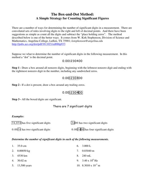 Box And Dot Method Significant Figures