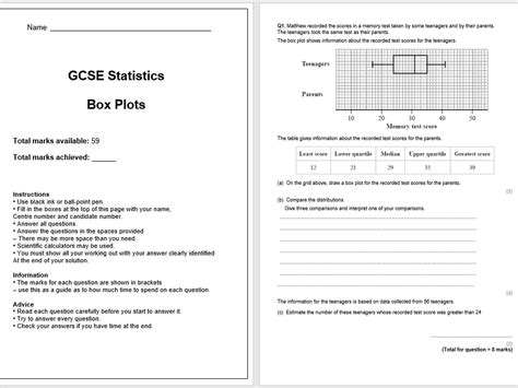 box and whisker plot gcse exam questions