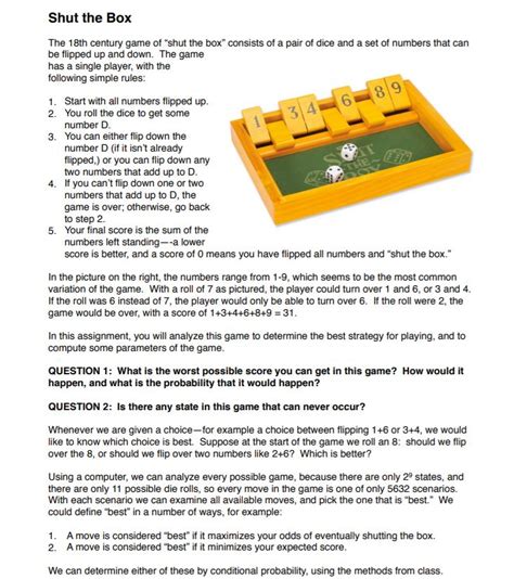 Box Dice Game Rules