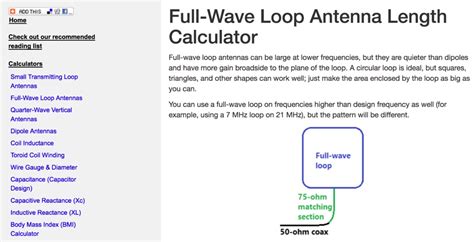 Box Loop Antenna Calculator