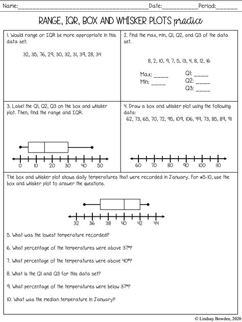 Box-and-whisker Plot Worksheet