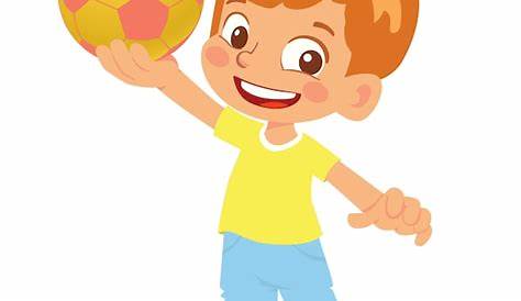 Boy standing and holding the ball Royalty Free Vector Image