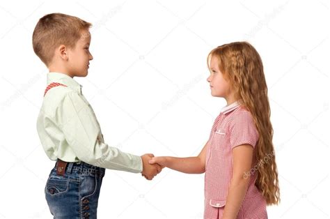 boy and girl shake hands