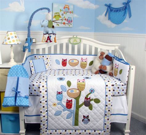 Boy Owl Crib Bedding Sets