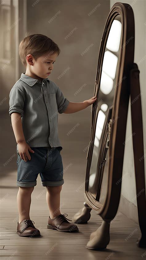 Boy Reflection In Mirror