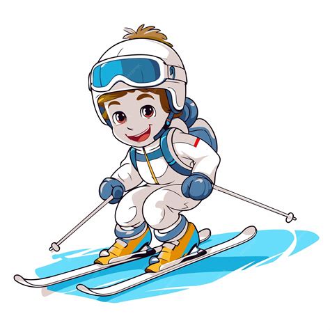 Boy Skiing Illustration