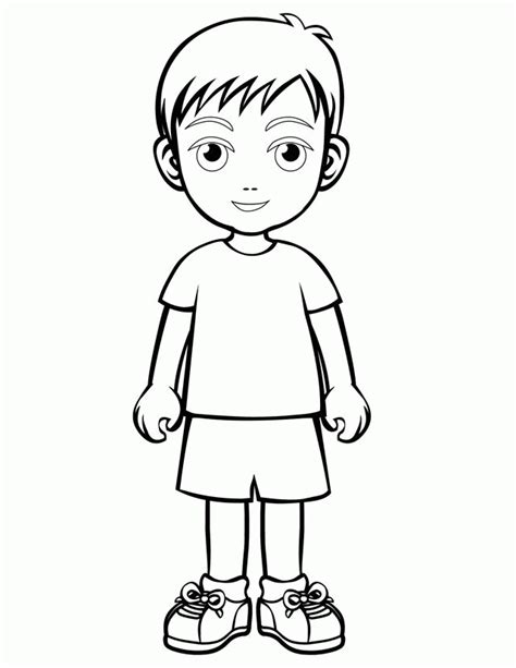 boy standing coloring page