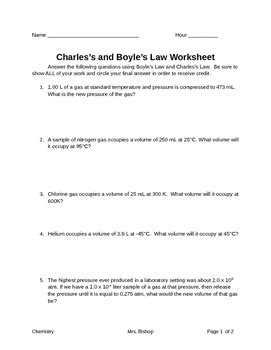 boyle's and charles law worksheet answers