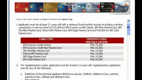 bpi family credit card requirements