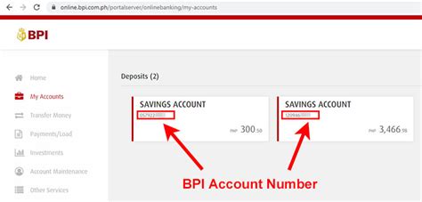 bpi online account number