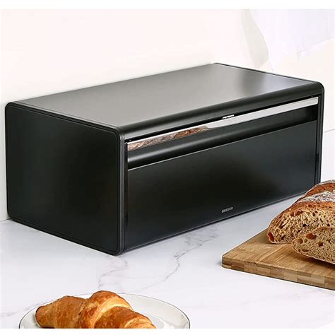 Brabantia Bread Bin Black Fall Front