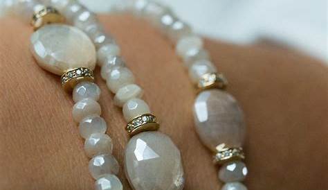 Bracelet Luxe en Pierre de Lune pour Femme Perles