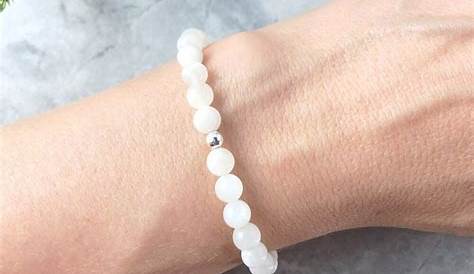 Bracelet pierre de lune adulaire blanche du Sri Lanka "perles de 8mm