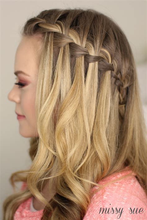 Half Up Waterfall Braid With A Ponytail Long hair styles, Waterfall