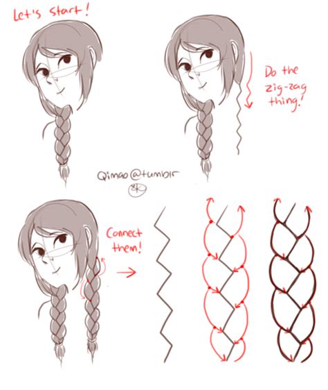 Braids Hair Reference Drawing