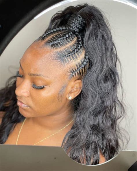 Braids Into Ponytail Weave